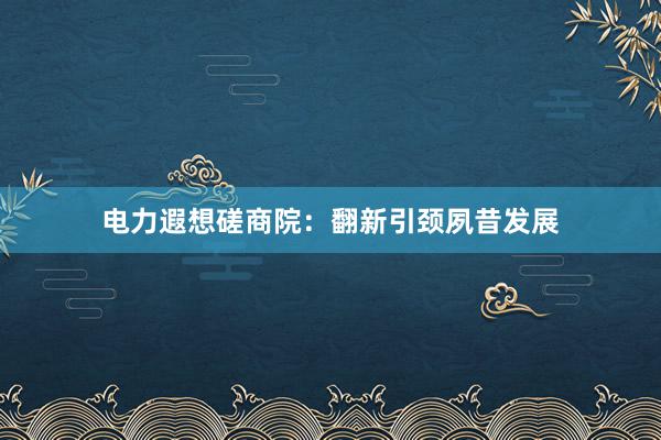 电力遐想磋商院：翻新引颈夙昔发展