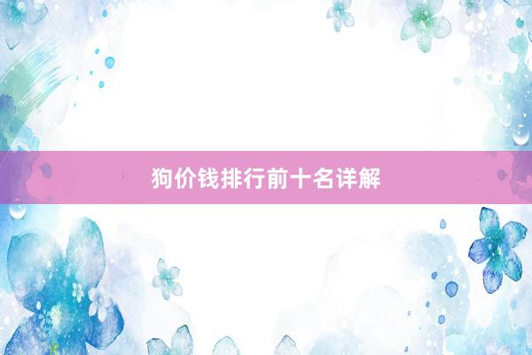 狗价钱排行前十名详解